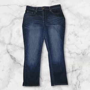 Riders by Lee Straight Leg Jeans Womens 12P Petite Mid Rise Dark Wash Stretch